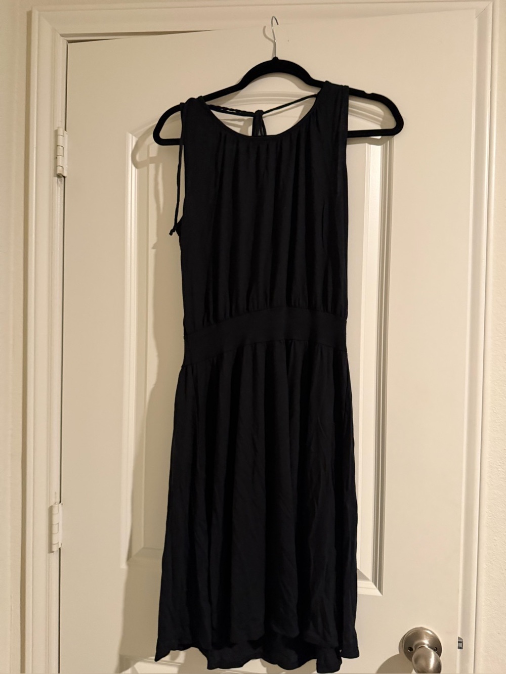 Old Navy Black Sleeveless Midi Dress with Tie Back